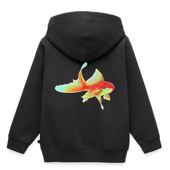 Poisson rouge - Sweat Premium à capuche enfant bio - noir - Dos - AI Model Kid Male (0cm)
