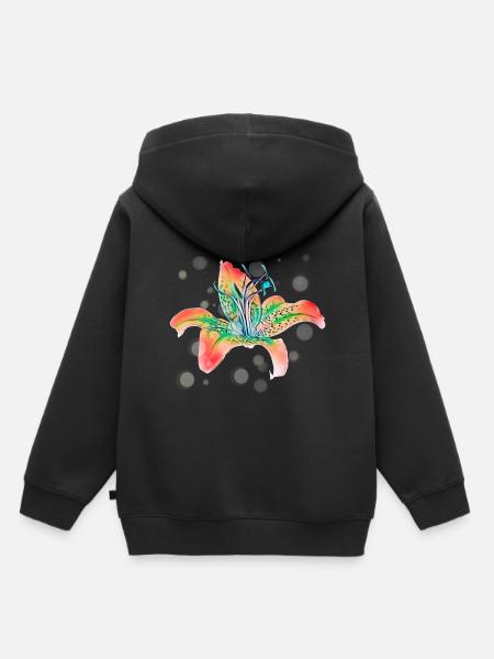 Orchidee - Kinder Premium Organic Hoodie - Schwarz