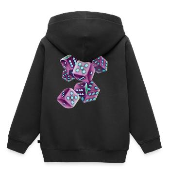 Würfel - Kinder Premium Organic Hoodie - Schwarz - Hinten - AI Model Kid Male (0cm)