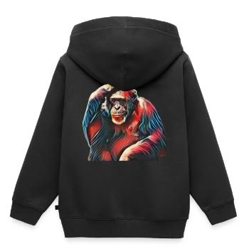 Singe - Sweat Premium à capuche enfant bio - noir - Dos - AI Model Kid Male (0cm)