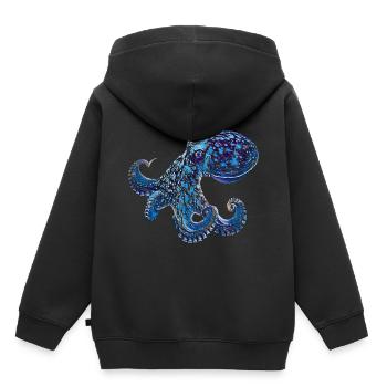 Poulpe - Sweat Premium à capuche enfant bio - noir - Dos - AI Model Kid Male (0cm)