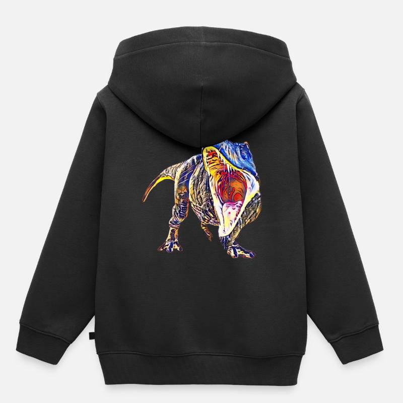 T-Rex - Sweat Premium à capuche enfant bio - noir