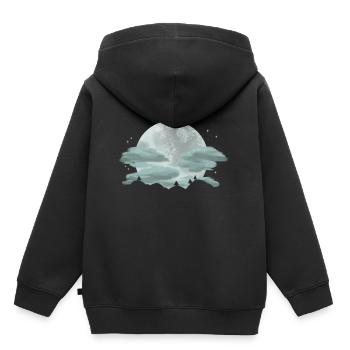 Nuit de pleine lune - Sweat Premium à capuche enfant bio - noir - Dos - AI Model Kid Male (0cm)