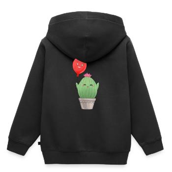 Kaktus mit Ballon - Kinder Premium Organic Hoodie - Schwarz - Hinten - AI Model Kid Male (0cm)