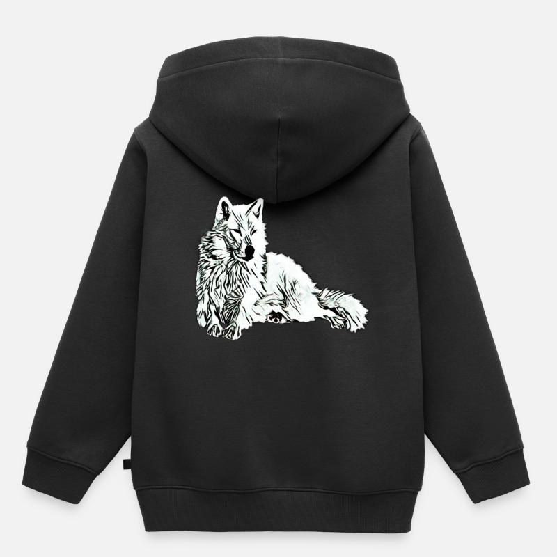 Loup - Sweat Premium à capuche enfant bio - noir