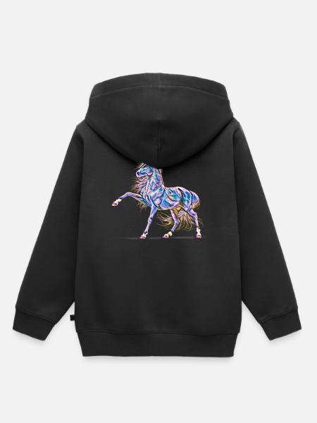 Pferd Hengst - Kinder Premium Organic Hoodie - Schwarz