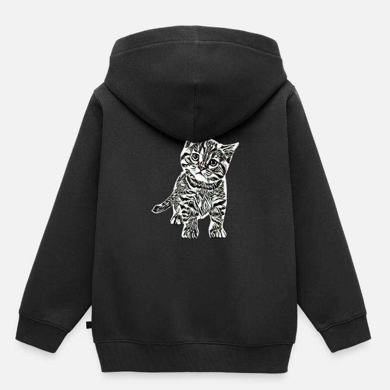 Chatons - Sweat Premium à capuche enfant bio - noir