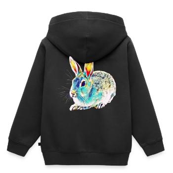 Lapin - Sweat Premium à capuche enfant bio - noir - Dos - AI Model Kid Male (0cm)