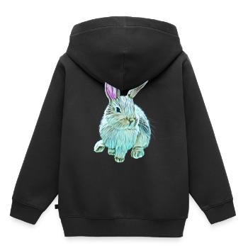 Lapin - Sweat Premium à capuche enfant bio - noir - Dos - AI Model Kid Male (0cm)