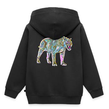Tigre à dents de sabre - Sweat Premium à capuche enfant bio - noir - Dos - AI Model Kid Male (0cm)