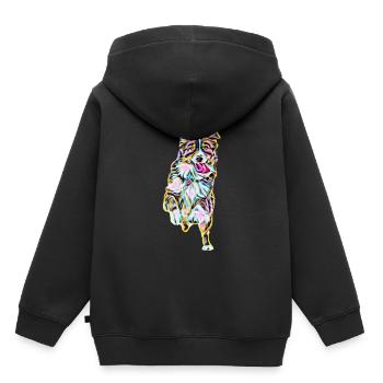 Border Collie - Sweat Premium à capuche enfant bio - noir - Dos - AI Model Kid Male (0cm)