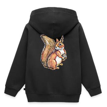 Écureuil roux - Sweat Premium à capuche enfant bio - noir - Dos - AI Model Kid Male (0cm)