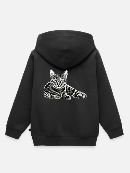 Katze - Kinder Premium Organic Hoodie - Schwarz