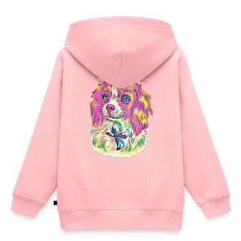 Cavalier King Charles Spaniel - Kinder Premium Organic Hoodie - Rosa - Hinten - AI Model Kid Female (0cm)