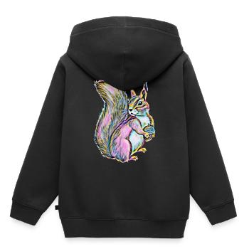 Écureuil roux - Sweat Premium à capuche enfant bio - noir - Dos - AI Model Kid Male (0cm)