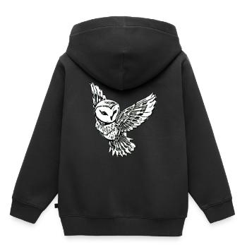 Eule - Kinder Premium Organic Hoodie - Schwarz - Hinten - AI Model Kid Male (0cm)