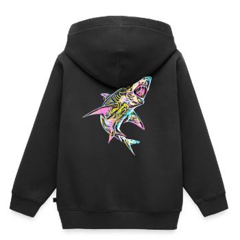 Grand requin blanc - Sweat Premium à capuche enfant bio - noir - Dos - AI Model Kid Male (0cm)