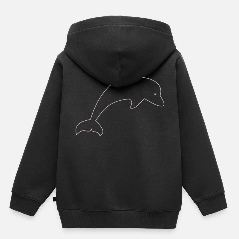 Cadeau de dauphin - Sweat Premium à capuche enfant bio - noir