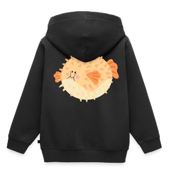 Puffer fish - Kids Premium Organic Hoodie - black - Back - AI Model Kid Male (0cm)