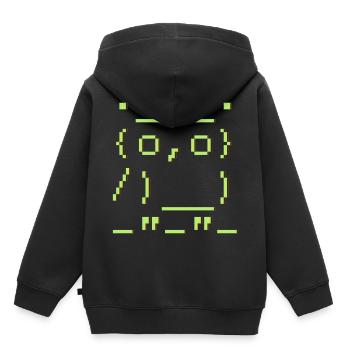 ascii-art: hibou - Sweat Premium à capuche enfant bio - noir - Dos - AI Model Kid Male (0cm)