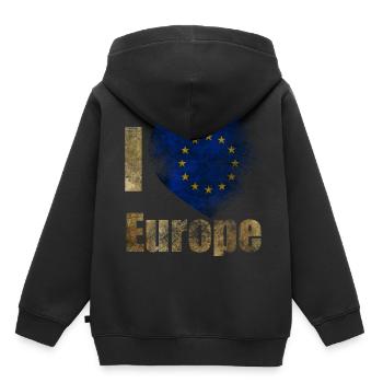 EUROPA Ich liebe Europa - Kinder Premium Organic Hoodie - Schwarz - Hinten - AI Model Kid Male (0cm)