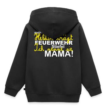 Feuerwehrmama - Heldin - Kinder Premium Organic Hoodie - Schwarz - Hinten - AI Model Kid Male (0cm)