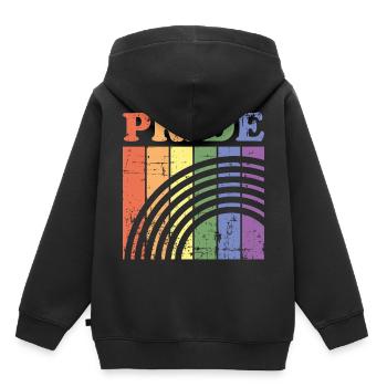 Vintage Schwul Lesbisch Regenbogen LGBT - Kinder Premium Organic Hoodie - Schwarz - Hinten - AI Model Kid Male (0cm)
