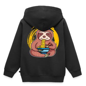 Ramen Life Motiv Faultier Motiv Shirt Ramen Noodle - Kinder Premium Organic Hoodie - Schwarz - Hinten - AI Model Kid Male (0cm)