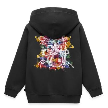 Abstrakt Schlagzeug - Kinder Premium Organic Hoodie - Schwarz - Hinten - AI Model Kid Male (0cm)