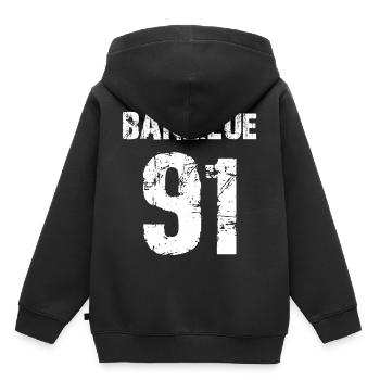 banlieue 91 - Sweat Premium à capuche enfant bio - noir - Dos - AI Model Kid Male (0cm)