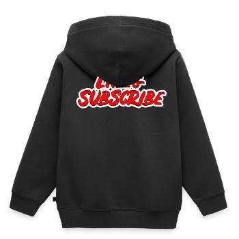 Klick gefällt mir und lass ein Abo da! - Kinder Premium Organic Hoodie - Schwarz - Hinten - AI Model Kid Male (0cm)