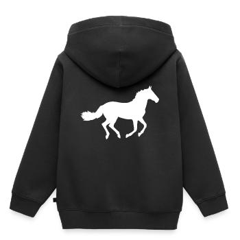 Weißes Pferd in der Natur - Kinder Premium Organic Hoodie - Schwarz - Hinten - AI Model Kid Male (0cm)