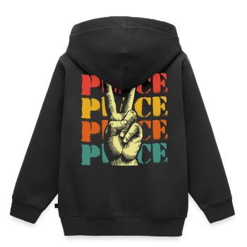 Paix Paix Mouvement pour la paix - Sweat Premium à capuche enfant bio - noir - Dos - AI Model Kid Male (0cm)