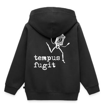 tempus fugit - Le temps fuit le latin - Sweat Premium à capuche enfant bio - noir - Dos - AI Model Kid Male (0cm)