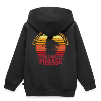 Navire coucher du soleil - Sweat Premium à capuche enfant bio - noir - Dos - AI Model Kid Male (0cm)
