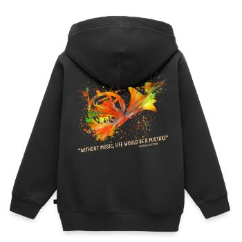 cor français - Sweat Premium à capuche enfant bio - noir - Dos - AI Model Kid Male (0cm)