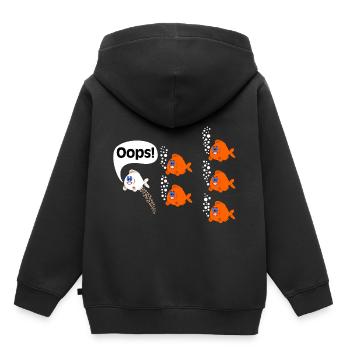 Furz Pupsen Oops Fisch Fart Blähungen Flatulenz - Kinder Premium Organic Hoodie - Schwarz - Hinten - AI Model Kid Male (0cm)