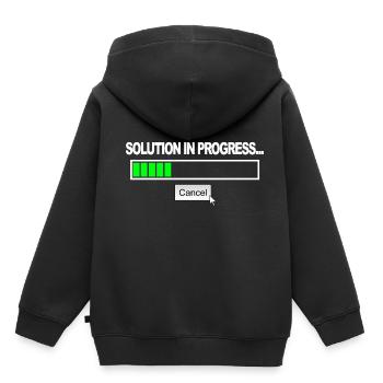 Solution in progress - Kids Premium Organic Hoodie - black - Back - AI Model Kid Male (0cm)