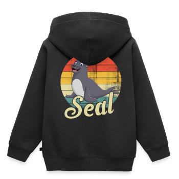 Seal marine animal - Kids Premium Organic Hoodie - black - Back - AI Model Kid Male (0cm)