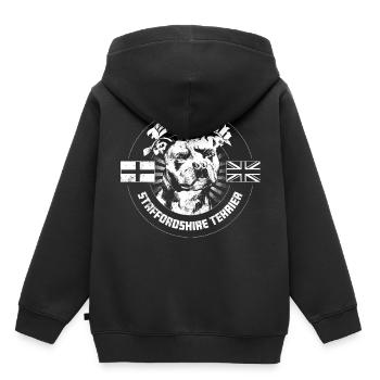 English Staffordshire Terrier - Kinder Premium Organic Hoodie - Schwarz - Hinten - AI Model Kid Male (0cm)