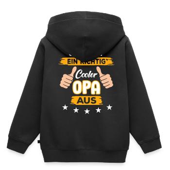 cooler Opa - Kinder Premium Organic Hoodie - Schwarz - Hinten - AI Model Kid Male (0cm)