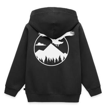 Adler und Berge - Eagle and Mountain - Kinder Premium Organic Hoodie - Schwarz - Hinten - AI Model Kid Male (0cm)