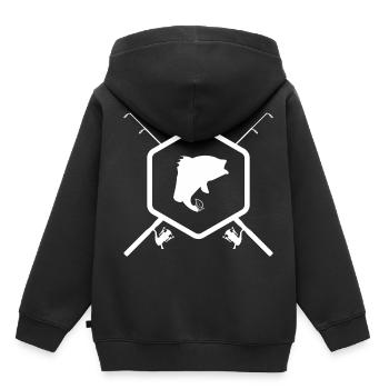 Angler - Fisherman - Angelrute - Sportfischer - Kinder Premium Organic Hoodie - Schwarz - Hinten - AI Model Kid Male (0cm)