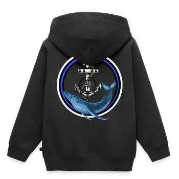 Mammifère marin Poisson Baleine Poisson Ancre maritime - Sweat Premium à capuche enfant bio - noir - Dos - AI Model Kid Male (0cm)