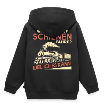 Warum Ich Auf Schienen Fahre Weil Ich Es Kann - Kinder Premium Organic Hoodie - Schwarz - Hinten - AI Model Kid Male (0cm)