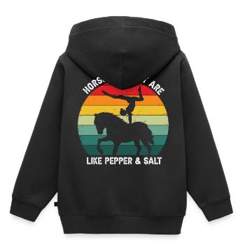 Conception de voûte et conception de chevaux de voûte - Sweat Premium à capuche enfant bio - noir - Dos - AI Model Kid Male (0cm)
