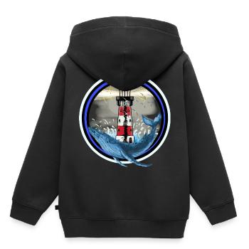 Marine Mammals Fish Whale Lighthouse Sea Coast Ahoy - Kids Premium Organic Hoodie - black - Back - AI Model Kid Male (0cm)
