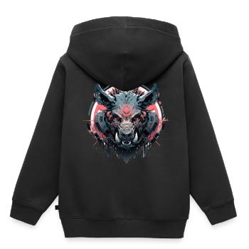 Mecha Tier Tiger Wolf Fuchs Cyborg Wildschwein - Kinder Premium Organic Hoodie - Schwarz - Hinten - AI Model Kid Male (0cm)
