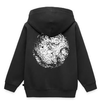 Cercle | L’art | Lune | L’amour de la vraie lune - Sweat Premium à capuche enfant bio - noir - Dos - AI Model Kid Male (0cm)
