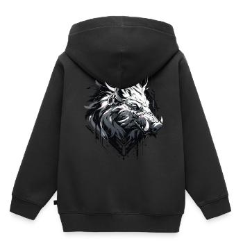 Mecha Tier Tiger Wolf Fuchs Cyborg Wildschwein - Kinder Premium Organic Hoodie - Schwarz - Hinten - AI Model Kid Male (0cm)
